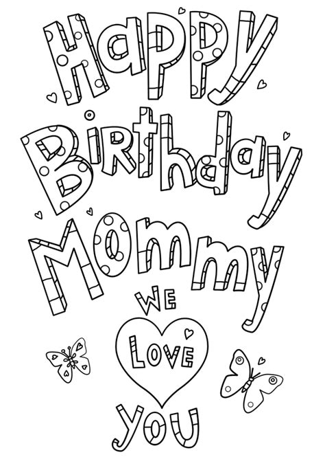 Birthday Cards For Mom Printable Coloring
